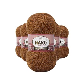 Nako 21361 Angora 5 Adet Hardal Muline Lüks El Örgü İpi