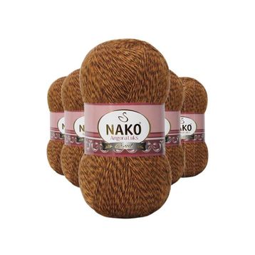 Nako 21361 Angora 5 Adet Hardal Muline Lüks El Örgü İpi