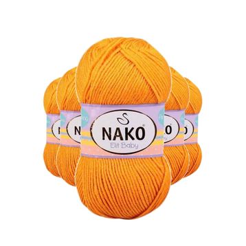 Nako 4038 5 Adet Portakal Kabuğu Elite Baby El Örgü İpi Tüylenmeyen Bebek Yünü