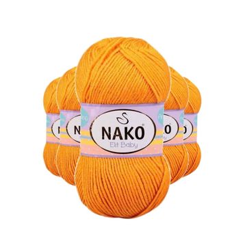 Nako 4038 5 Adet Portakal Kabuğu Elite Baby El Örgü İpi Tüylenmeyen Bebek Yünü