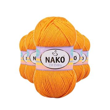 Nako 4038 5 Adet Portakal Kabuğu Elite Baby El Örgü İpi Tüylenmeyen Bebek Yünü
