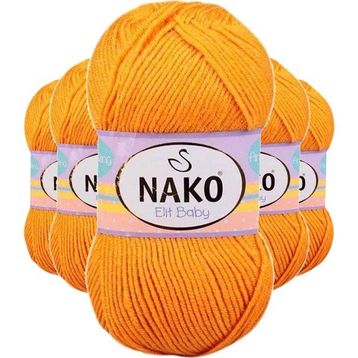 Nako 4038 5 Adet Portakal Kabuğu Elite Baby El Örgü İpi Tüylenmeyen Bebek Yünü