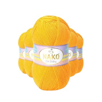 Nako 4674 5 Adet Koyu Sarı Elite Baby El Örgü İpi Tüylenmeyen Bebek Yünü