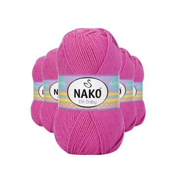 Nako 5278 Elite Baby 5 Adet Çöl Gülü El Örgü İpi Tüylenmeyen Bebek Yünü