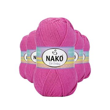 Nako 5278 Elite Baby 5 Adet Çöl Gülü El Örgü İpi Tüylenmeyen Bebek Yünü