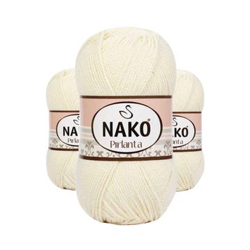 Nako 6730 Koyu Krem 3 Adet Pırlanta Amigurumi El Örgü İpi Yünü