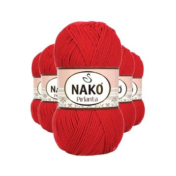 Nako 6741 5 Adet Gelincik Kırmızı Pırlanta Amigurumi El Örgü İpi Yünü