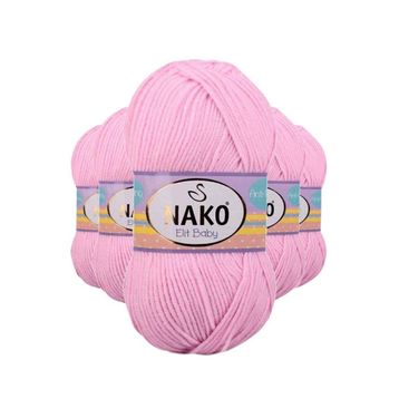 Nako 6936 5 Adet Açık Pembe Elite Baby El Örgü İpi Tüylenmeyen Bebek Yünü