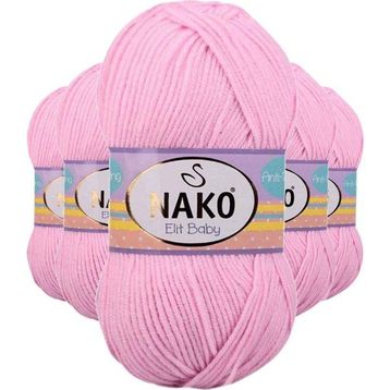 Nako 6936 5 Adet Açık Pembe Elite Baby El Örgü İpi Tüylenmeyen Bebek Yünü