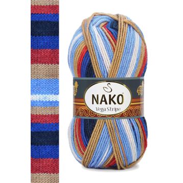 Nako 82411 1 Adet Vega Stripe Premium Akrilik El Örgü İpi Yünü