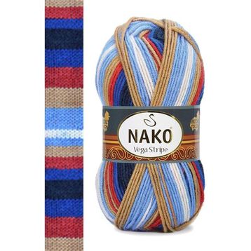 Nako 82411 1 Adet Vega Stripe Premium Akrilik El Örgü İpi Yünü