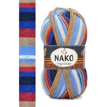Nako 82411 1 Adet Vega Stripe Premium Akrilik El Örgü İpi Yünü
