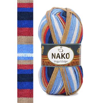Nako 82411 1 Adet Vega Stripe Premium Akrilik El Örgü İpi Yünü