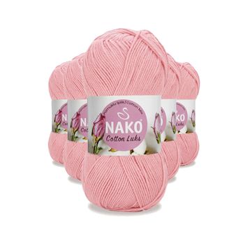 Nako 97548 Açık Pembe 5 Adet Cotton Lüks Yelek Tunik Kazak Bluz Hırka İpi Yünü