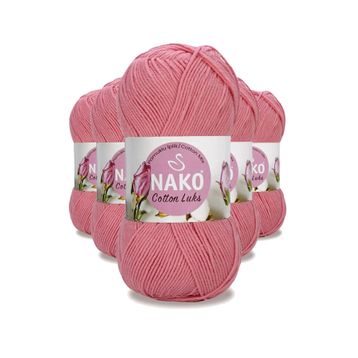 Nako 97551 Gül Pembe 5 Adet Cotton Lüks Yelek Tunik Kazak Bluz Hırka İpi Yünü