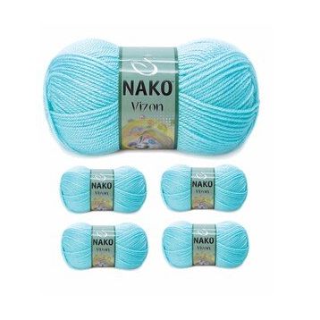 Nako No: 10535 Vizon Premium Akrilik 5 Adet Açık Turkuaz El Örgü İpi Yünü