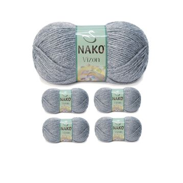 Nako No: 194 Vizon Premium Akrilik 5 Adet Sis Gri El Örgü İpi Yünü