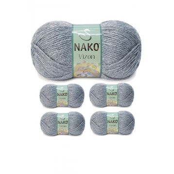 Nako No: 194 Vizon Premium Akrilik 5 Adet Sis Gri El Örgü İpi Yünü