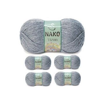 Nako No: 194 Vizon Premium Akrilik 5 Adet Sis Gri El Örgü İpi Yünü