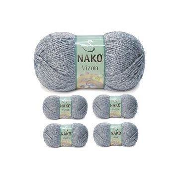 Nako No: 194 Vizon Premium Akrilik 5 Adet Sis Gri El Örgü İpi Yünü