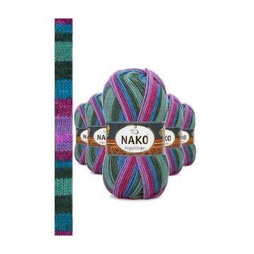 Nako No: 82408 Vega Stripe Premium Akrilik 5 Adet El Örgü İpi Yünü