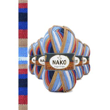 Nako No: 82411 5 Adet Vega Stripe Premium Akrilik El Örgü İpi Yünü
