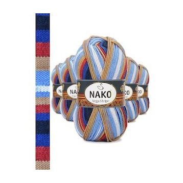 Nako No: 82411 5 Adet Vega Stripe Premium Akrilik El Örgü İpi Yünü