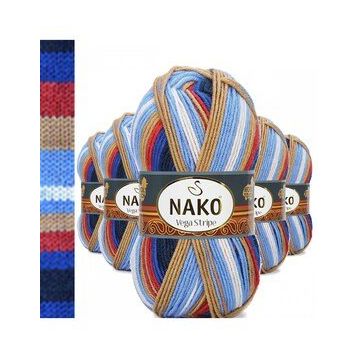 Nako No: 82411 5 Adet Vega Stripe Premium Akrilik El Örgü İpi Yünü