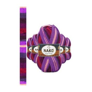 Nako No: 82412 Vega Stripe Premium Akrilik 5 Adet El Örgü İpi Yünü