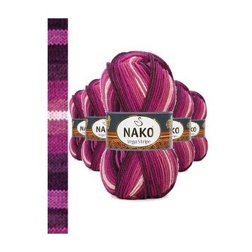 Nako No: 82413 Vega Stripe Premium Akrilik 5 Adet El Örgü İpi Yünü