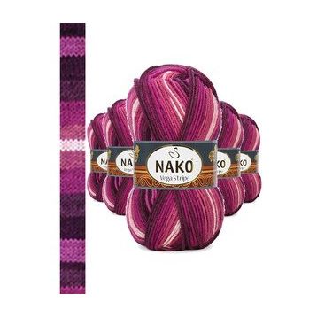 Nako No: 82413 Vega Stripe Premium Akrilik 5 Adet El Örgü İpi Yünü