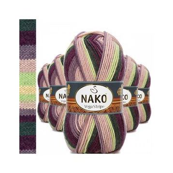Nako No: 82414 5 Adet Vega Stripe Premium Akrilik El Örgü İpi Yünü