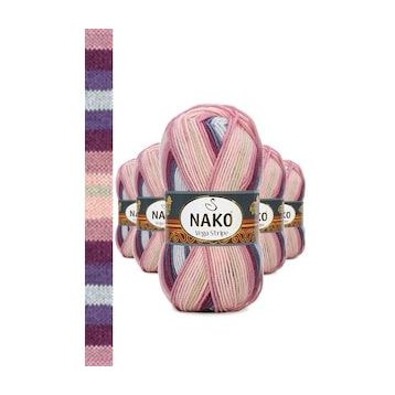 Nako No: 82415 Vega Stripe Premium Akrilik 5 Adet El Örgü İpi Yünü