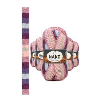 Nako No: 82415 Vega Stripe Premium Akrilik 5 Adet El Örgü İpi Yünü