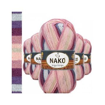 Nako No: 82415 Vega Stripe Premium Akrilik 5 Adet El Örgü İpi Yünü