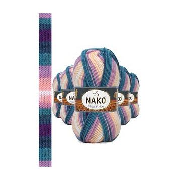 Nako No: 82416 5 Adet Vega Stripe Premium Akrilik El Örgü İpi Yünü