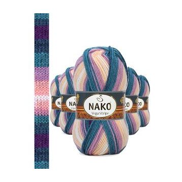 Nako No: 82416 5 Adet Vega Stripe Premium Akrilik El Örgü İpi Yünü