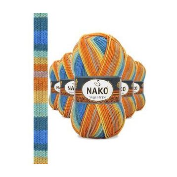 Nako No: 82421 5 Adet Vega Stripe Premium Akrilik El Örgü İpi Yünü
