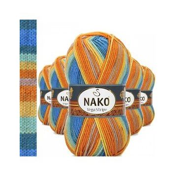 Nako No: 82421 5 Adet Vega Stripe Premium Akrilik El Örgü İpi Yünü
