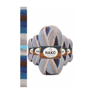 Nako No: 82422 5 Adet Vega Stripe Premium Akrilik El Örgü İpi Yünü