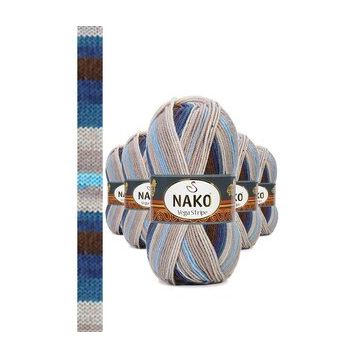 Nako No: 82422 5 Adet Vega Stripe Premium Akrilik El Örgü İpi Yünü