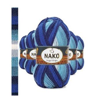 Nako No: 82423 Vega Stripe Premium Akrilik 5 Adet El Örgü İpi Yünü