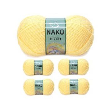 Nako Renk No:215 Saman Sarı 5 Adet Vizon Premium Akrilik El Örgü İpi Yünü