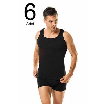 Namaldi ELF568N112CCM6 Siyah 6'lı Paket Ribana Klasik Erkek Atlet