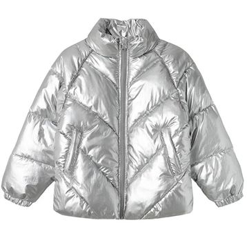 Name İt 13233969-SILVER Gri Kids Nkfmisty Puffer Çocuk Günlük Mont