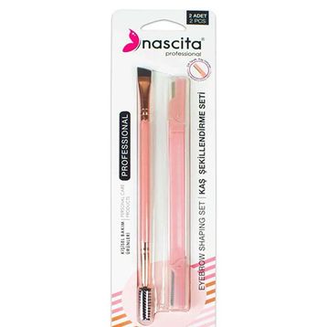 Nascita 2'li Pembe Set Ustura Kaş Şekillendirme Fırçası