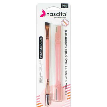Nascita 2'li Pembe Set Ustura Kaş Şekillendirme Fırçası