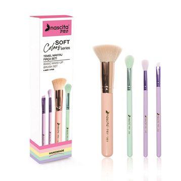 Nascita 77 Soft Colors Serisi 4'lü Temel Makyaj Fırçası Seti