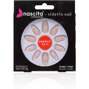 Nascita Matte French Nails Stiletto Takma Tırnak