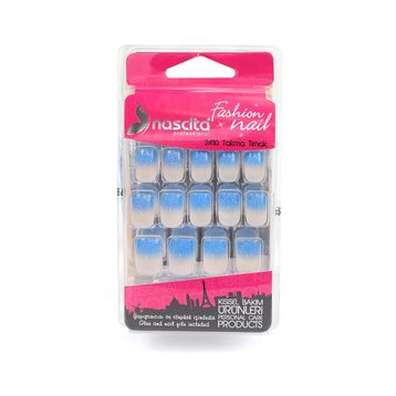 Nascita NASNAIL00111 Gece Mavisi Ombre Simli Takma Tırnak